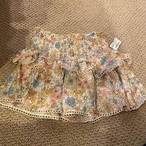 OLIVACEOUS Floral Smocked Ruffle Skirt(m27)